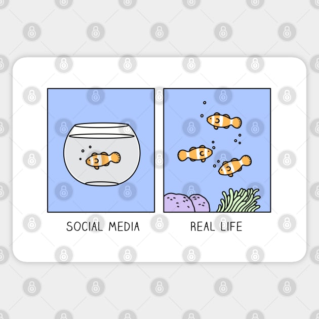 Social media vs real life Sticker by milkyprint